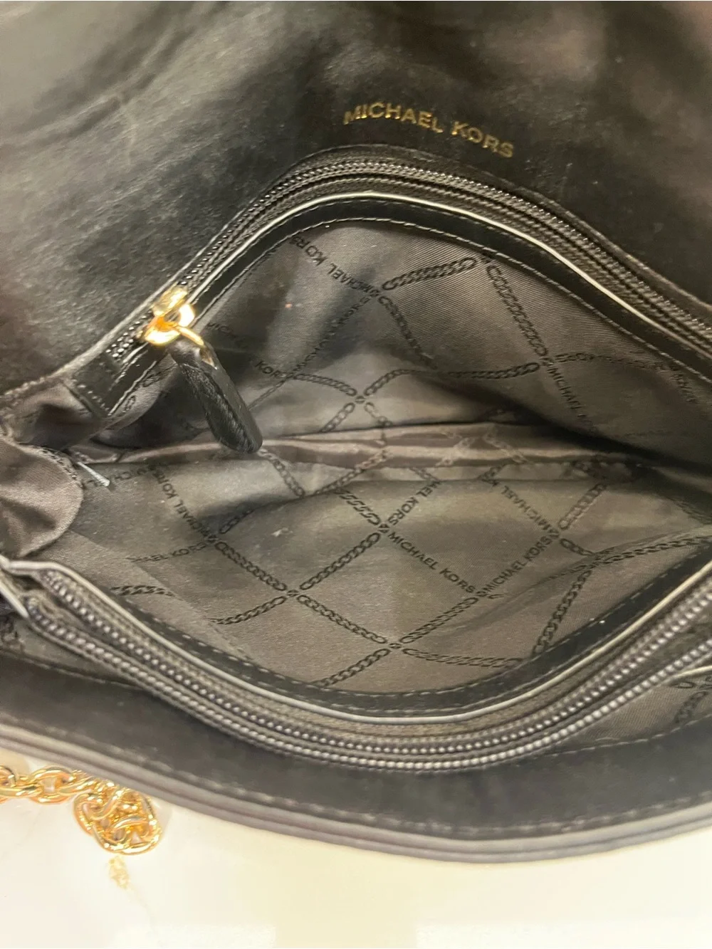 Michael Kors Soho Large Black Quilted Leather Shoulder Bag Gold Chain